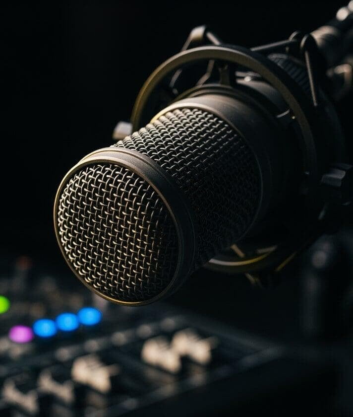 Microphone and gear macro shot